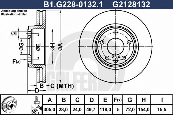 Galfer B1.G228-0132.1 Диск гальмівний передній вентильований B1G22801321: Купити в Україні - Добра ціна на EXIST.UA!