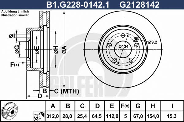 Galfer B1.G228-0142.1 Диск гальмівний передній вентильований B1G22801421: Купити в Україні - Добра ціна на EXIST.UA!