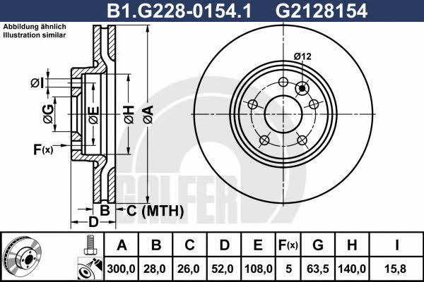 Galfer B1.G228-0154.1 Диск гальмівний передній вентильований B1G22801541: Купити в Україні - Добра ціна на EXIST.UA!