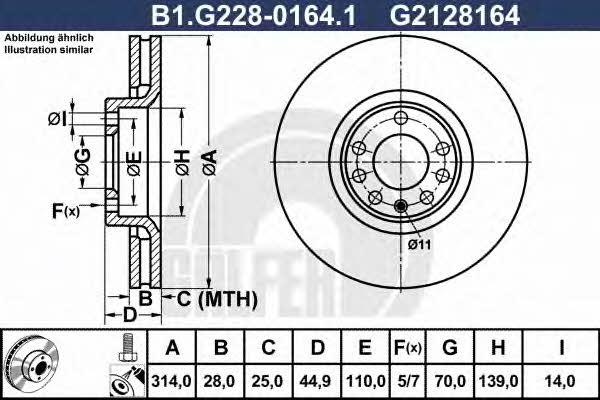 Galfer B1.G228-0164.1 Диск гальмівний передній вентильований B1G22801641: Купити в Україні - Добра ціна на EXIST.UA!