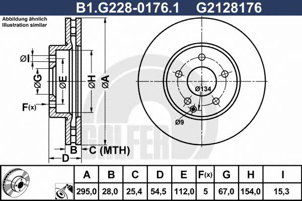 Galfer B1.G228-0176.1 Диск гальмівний передній вентильований B1G22801761: Купити в Україні - Добра ціна на EXIST.UA!