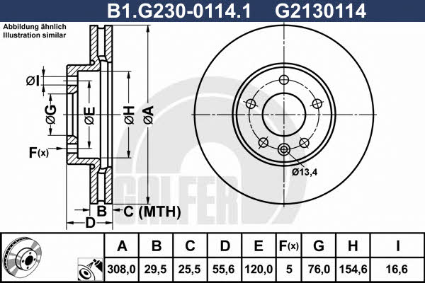 Galfer B1.G230-0114.1 Диск гальмівний передній вентильований B1G23001141: Купити в Україні - Добра ціна на EXIST.UA!