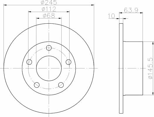Тормозной диск задний невентилируемый Hella-Pagid 8DD 355 102-801