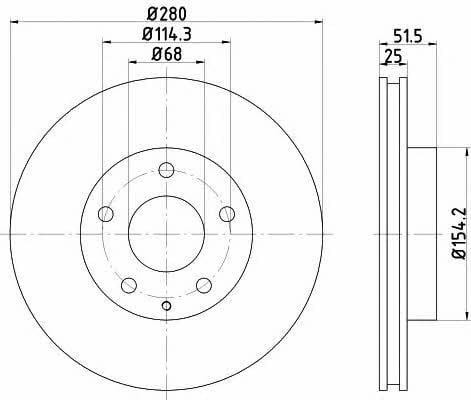 Диски тормозные Mazda CX-3 (Мазда СХ-3): 8DD355120441 Hella-Pagid Тормозной диск передний вентилируемый