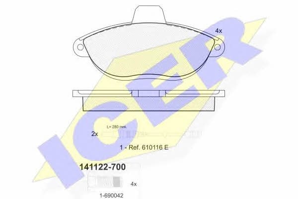 Колодки Fiat Ulysse (Фиат Улизе): 141122700 Icer Тормозные колодки дисковые, комплект
