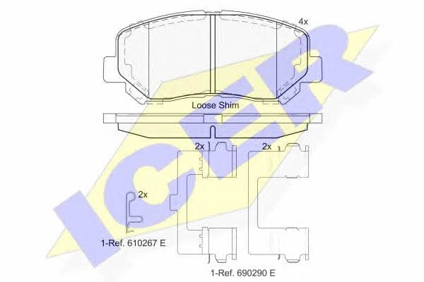 182055 Icer Тормозные колодки дисковые, комплект
