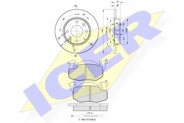 306334689 Icer Диски тормозные с колодками передние невентилируемые, комплект