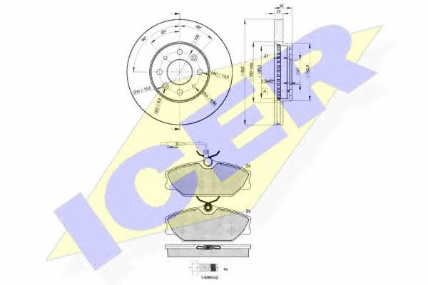 Icer 30930-2232 Диски гальмівні з колодками передні вентильовані, комплект 309302232: Купити в Україні - Добра ціна на EXIST.UA!