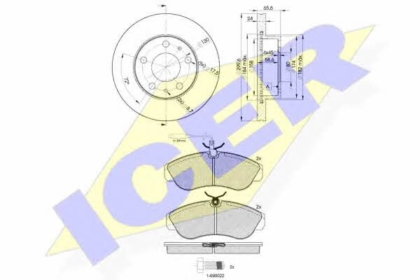 310544682 Icer Диски тормозные с колодками передние вентилируемые, комплект