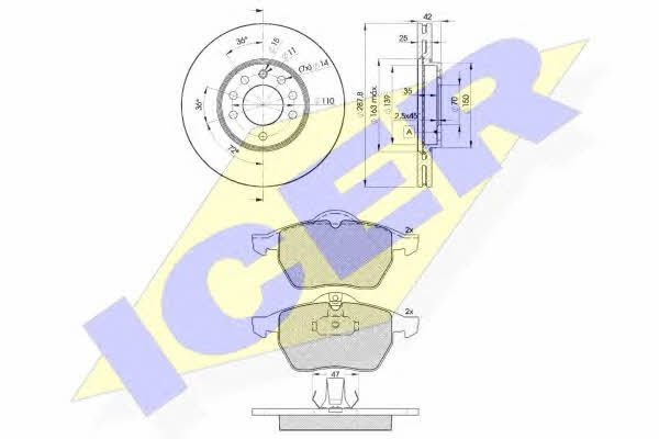 Icer 31128-9043 Диски тормозные с колодками передние вентилируемые, комплект 311289043: Купить в Украине - Отличная цена на EXIST.UA! 311289043 Icer Диски тормозные с колодками передние вентилируемые, комплект