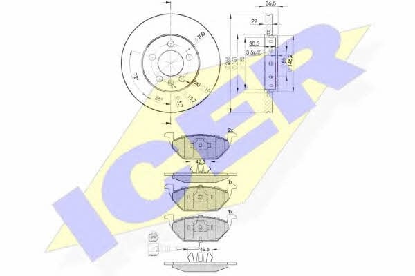 Icer 31349-5602 Диски гальмівні з колодками передні вентильовані, комплект 313495602: Купити в Україні - Добра ціна на EXIST.UA!
