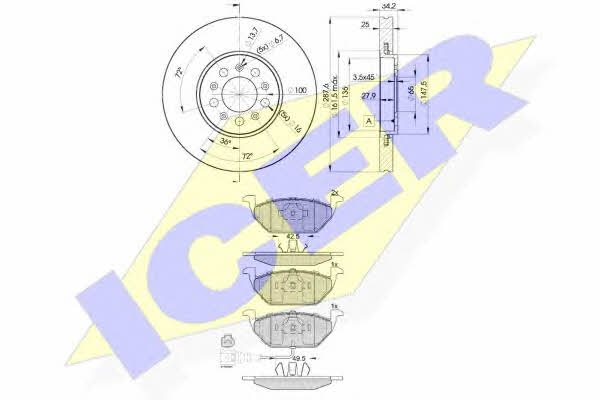 Icer 31349-5604 Диски гальмівні з колодками передні вентильовані, комплект 313495604: Купити в Україні - Добра ціна на EXIST.UA!