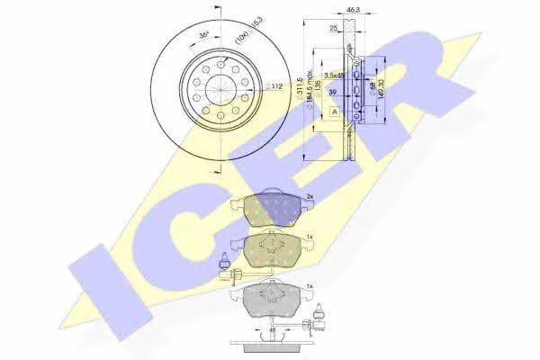Icer 31362-4065 Диски гальмівні з колодками передні вентильовані, комплект 313624065: Купити в Україні - Добра ціна на EXIST.UA!