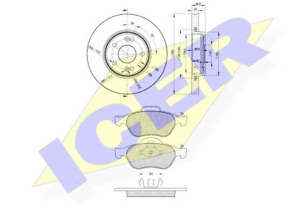 314312234 Icer Диски тормозные с колодками, комплект