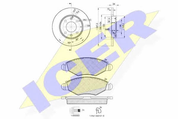 314394298 Icer Диски тормозные с колодками передние невентилируемые, комплект