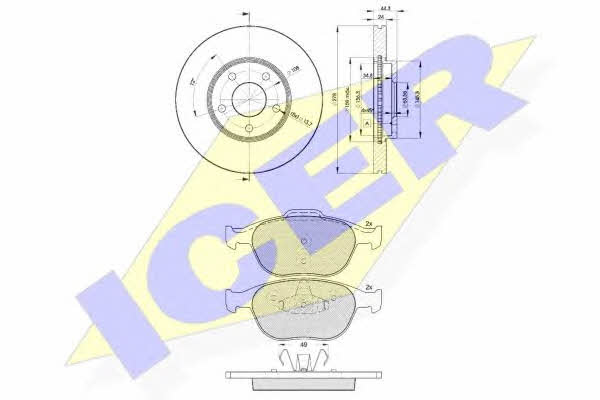 315375980 Icer Диски тормозные с колодками передние вентилируемые, комплект