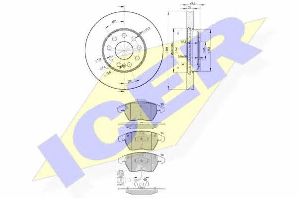Icer 31567-5615 Диски гальмівні з колодками передні вентильовані, комплект 315675615: Купити в Україні - Добра ціна на EXIST.UA!