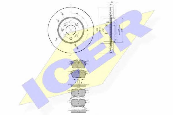 315929001 Icer Диски тормозные с колодками передние вентилируемые, комплект