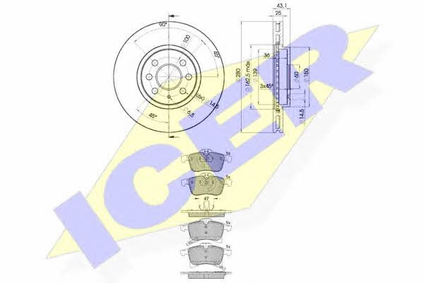 Icer 31592-9007 Диски гальмівні з колодками передні вентильовані, комплект 315929007: Купити в Україні - Добра ціна на EXIST.UA!