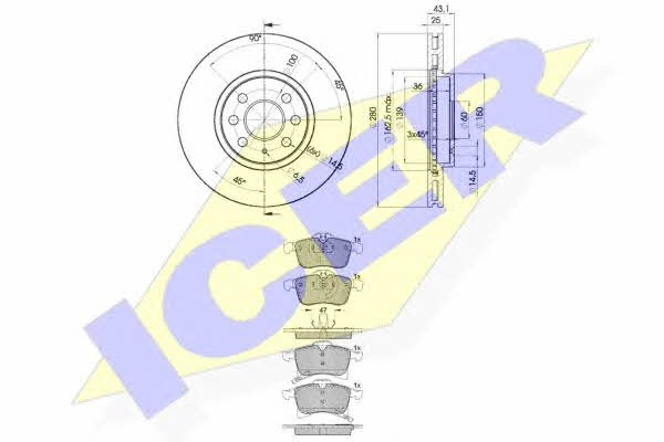 Icer 31592-9007 Диски тормозные с колодками передние вентилируемые, комплект 315929007: Купить в Украине - Отличная цена на EXIST.UA! 315929007 Icer Диски тормозные с колодками передние вентилируемые, комплект