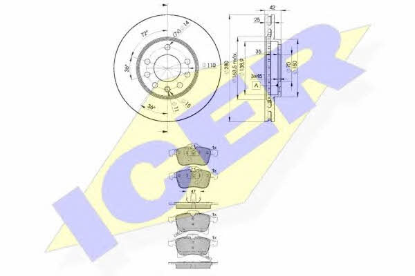 Icer 31592-9060 Диски гальмівні з колодками передні вентильовані, комплект 315929060: Купити в Україні - Добра ціна на EXIST.UA!