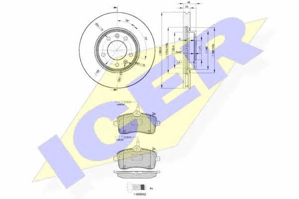316564685 Icer Диски тормозные с колодками, комплект