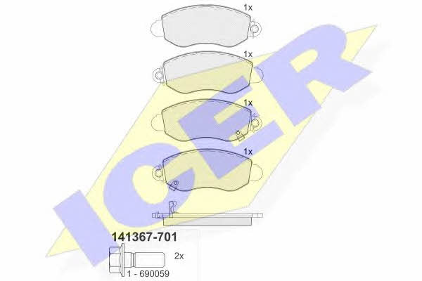 141367701 Icer Тормозные колодки дисковые, комплект