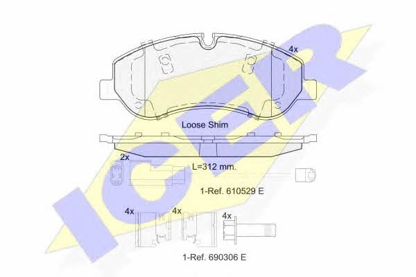 Комплект тормозных колодок Ford Tourneo Custom (Форд Турнео Кастом): 142119 Icer Тормозные колодки дисковые, комплект