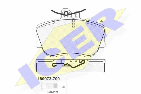 Icer 180973-700 Тормозные колодки дисковые, комплект 180973700: Отличная цена - Купить в Украине на EXIST.UA! 180973700 Icer Тормозные колодки дисковые, комплект