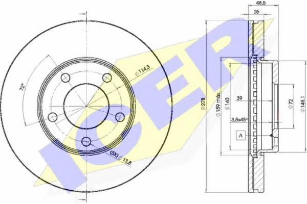 78BD32722 Icer Тормозной диск передний вентилируемый