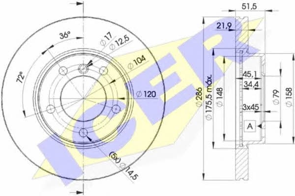 78BD06742 Icer Тормозной диск передний вентилируемый