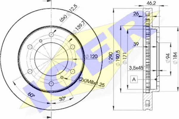 Icer 78BD7116-2 Диск гальмівний передній вентильований 78BD71162: Купити в Україні - Добра ціна на EXIST.UA!