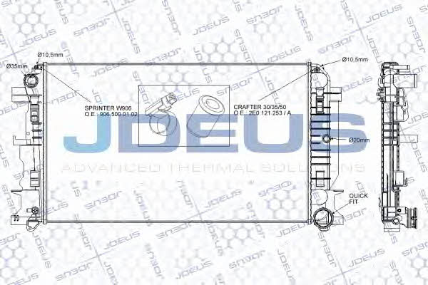 J. Deus RA0170830 Радіатор охолодження двигуна RA0170830: Купити в Україні - Добра ціна на EXIST.UA!