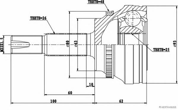 J2822141 Jakoparts Шарнир равных угловых скоростей (ШРУС)