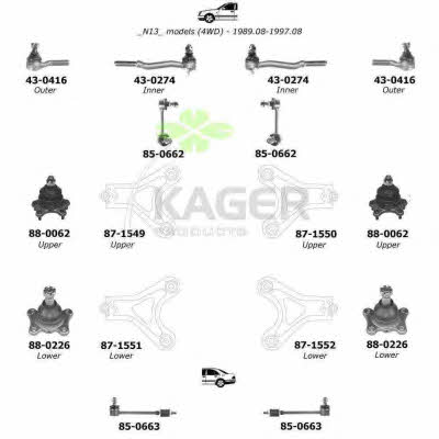 Kager 80-0977 Підвіска колеса 800977: Приваблива ціна - Купити в Україні на EXIST.UA!
