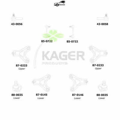 Kager 80-1274 Підвіска колеса 801274: Приваблива ціна - Купити в Україні на EXIST.UA!