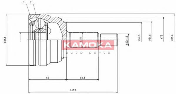 Шарнір півосі Renault Laguna (Рено Лагуна): 6612 Kamoka Шарнір рівних кутових швидкостей (ШРКШ)