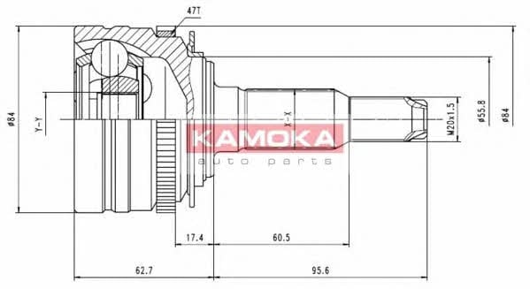 Шарніри рівних кутових швидкостей Daewoo Cielo (Део Ціело): 6747 Kamoka Шарнір рівних кутових швидкостей (ШРКШ)
