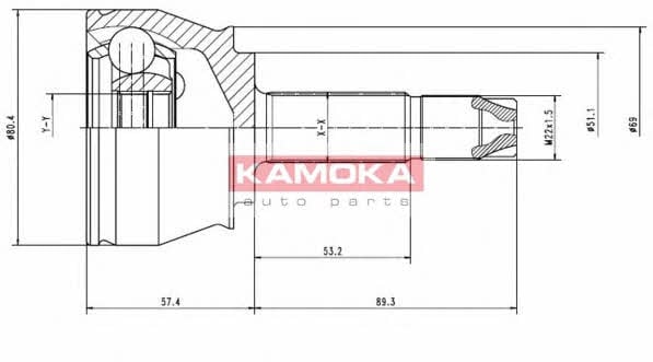 ШРУС привода Fiat Linea (Фиат Линеа): 7136 Kamoka Шарнир равных угловых скоростей (ШРУС)