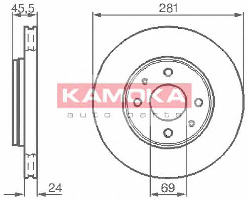 Kamoka 1032136 Диск гальмівний передній вентильований 1032136: Приваблива ціна - Купити в Україні на EXIST.UA!