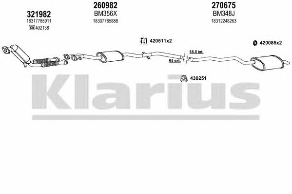 Klarius 060372E Система випуску відпрацьованих газів 060372E: Приваблива ціна - Купити в Україні на EXIST.UA!
