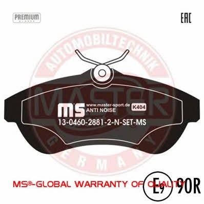 Тормозные колодки дисковые, комплект Master-sport 13-0460-2881-2N-SET-MS