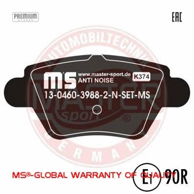 Тормозные колодки дисковые, комплект Master-sport 13-0460-3988-2N-SET-MS