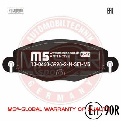 Тормозные колодки дисковые, комплект Master-sport 13-0460-3998-2N-SET-MS