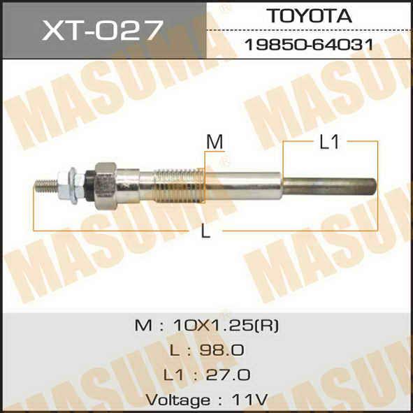 Masuma XT-027 Свічка розжарювання XT027: Купити в Україні - Добра ціна на EXIST.UA!