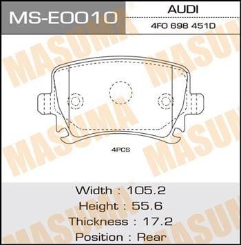 Masuma MS-E0010 Колодки гальмівні барабанні, комплект MSE0010: Купити в Україні - Добра ціна на EXIST.UA!