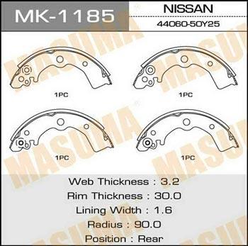 Masuma MK-1185 Тормозные колодки, комплект MK1185: Отличная цена - Купить в Украине на EXIST.UA! MK1185 Masuma Тормозные колодки, комплект