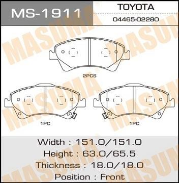 Masuma MS-1911 Колодки гальмівні барабанні, комплект MS1911: Купити в Україні - Добра ціна на EXIST.UA!