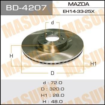 Masuma BD-4207 Тормозной диск передний вентилируемый BD4207: Отличная цена - Купить в Украине на EXIST.UA! BD4207 Masuma Тормозной диск передний вентилируемый