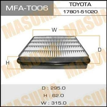 Masuma MFA-T006 Повітряний фільтр MFAT006: Приваблива ціна - Купити в Україні на EXIST.UA!